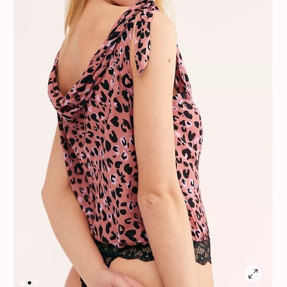 FREE People Bare It All Bodysuit animal print pink sleeveless Size Small - Picture 4 of 13